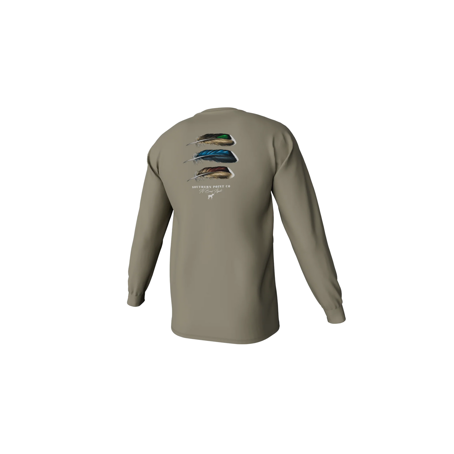 Youth Duck Feather Trio Long Sleeve Pocket Tee - Laurel Oak