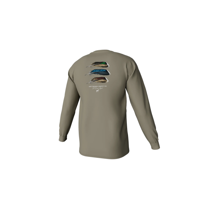 Youth Duck Feather Trio Long Sleeve Pocket Tee - Laurel Oak
