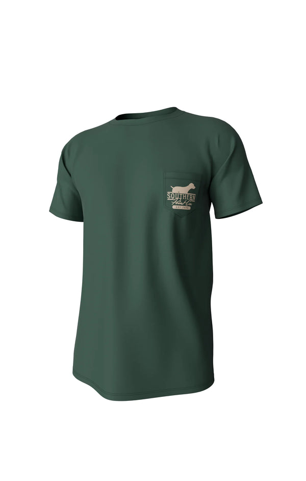 Youth Silhouette Shield Short Sleeve Pocket Tee - Duck Green