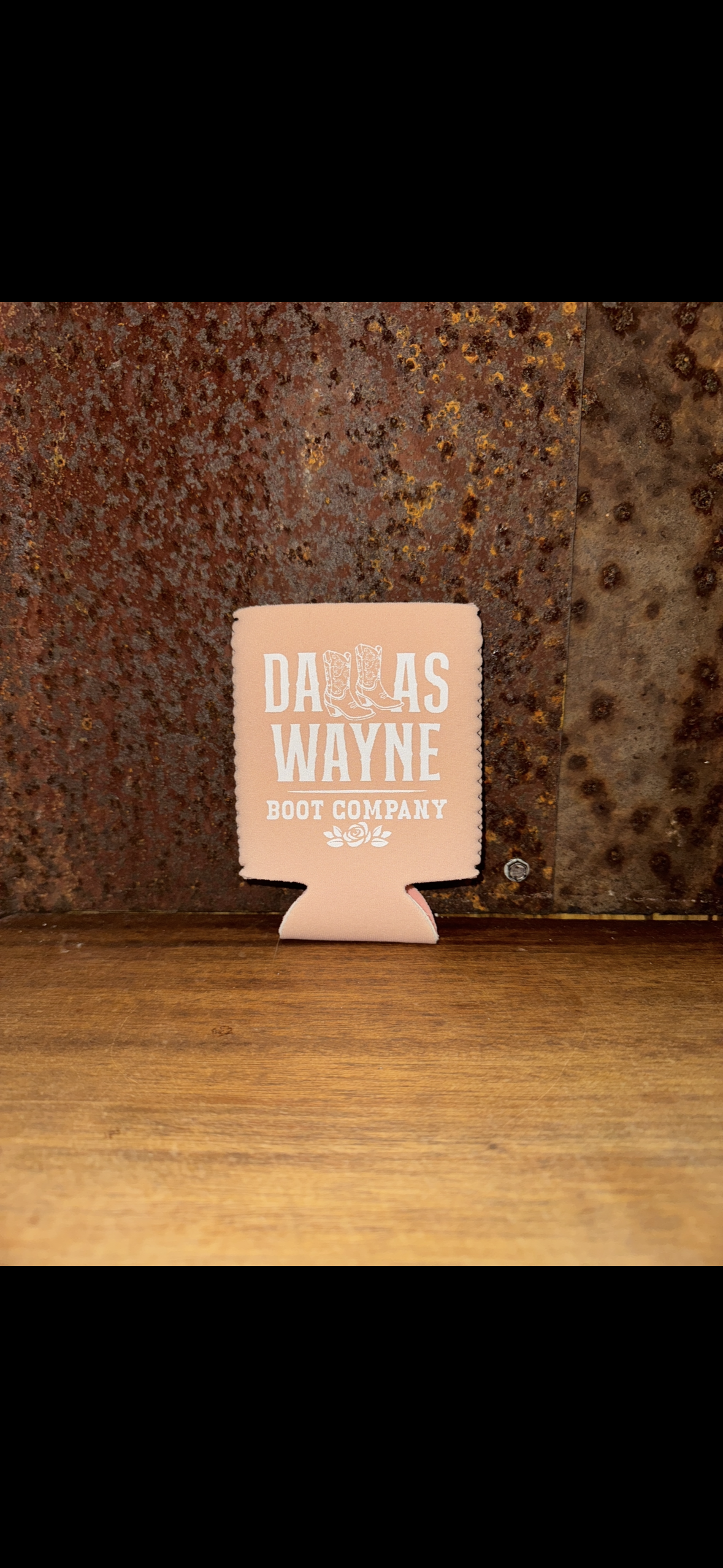 Dallas Wayne Cowgirl Boot Logo Koozie