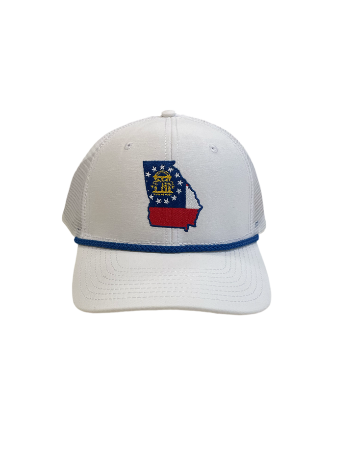 Georgia Flag Mesh Back Trucker - White