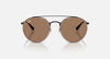 Round Double Bridge Polished Black Brown Polarized Lenses