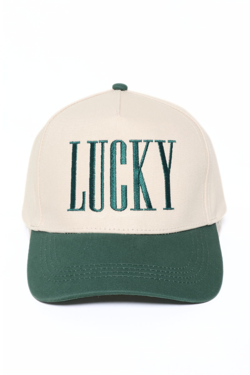 Lucky Embroidery Two Tone Baseball Cap : Green
