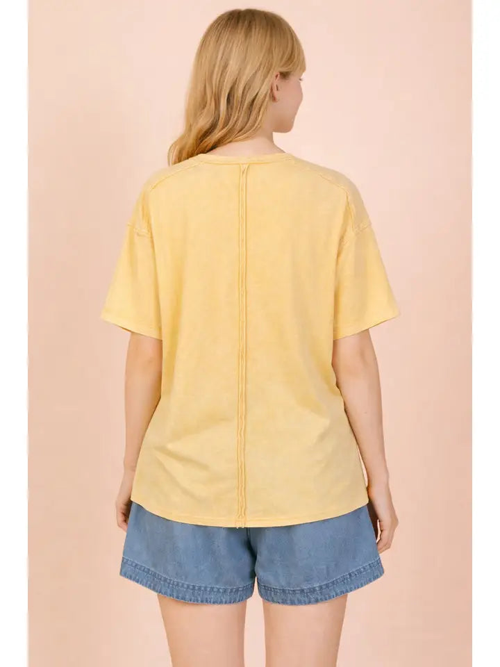 Mineral Washed Pocket Tee - Yellow