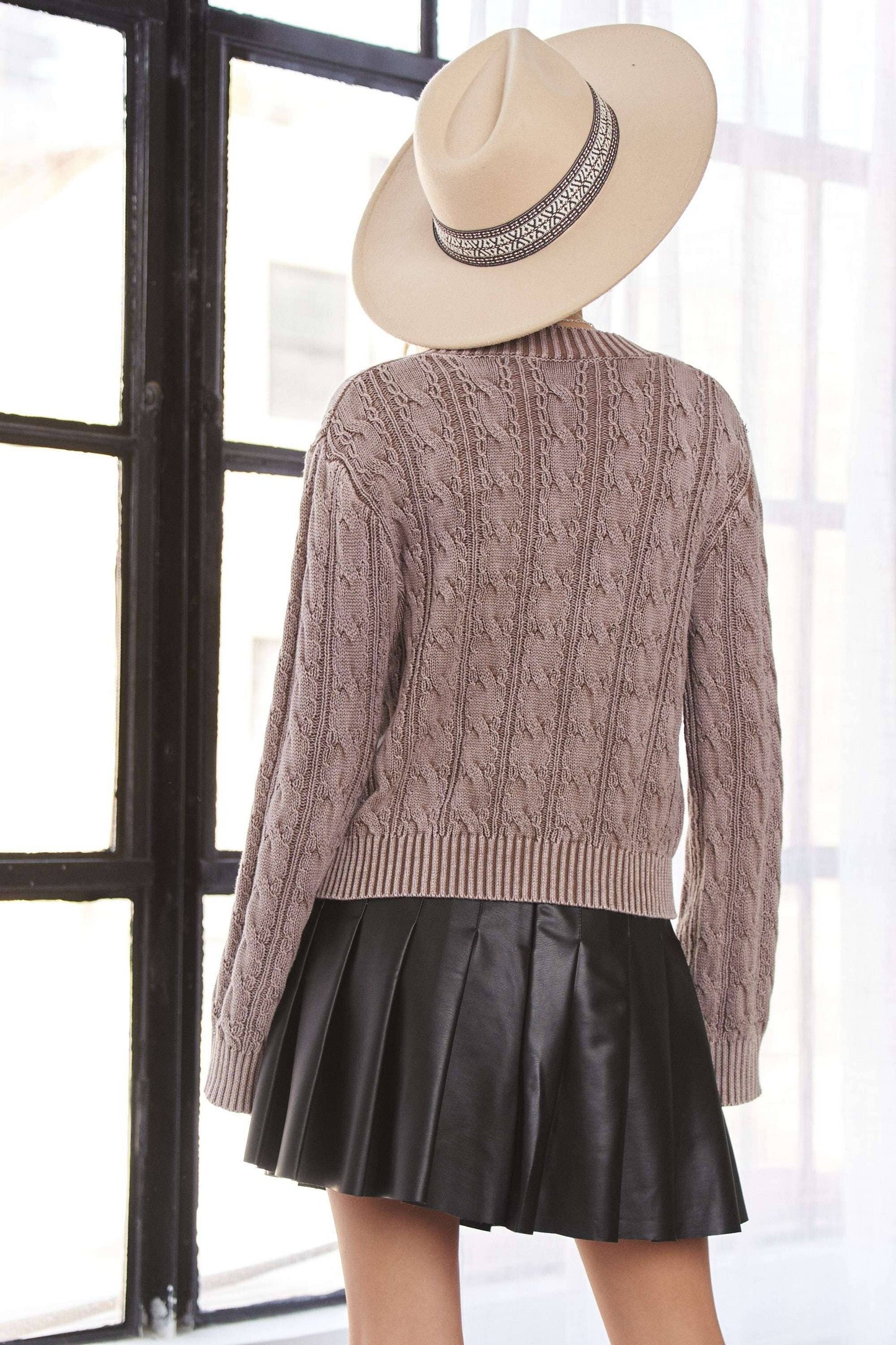 Mineral Washed Sweater - Taupe