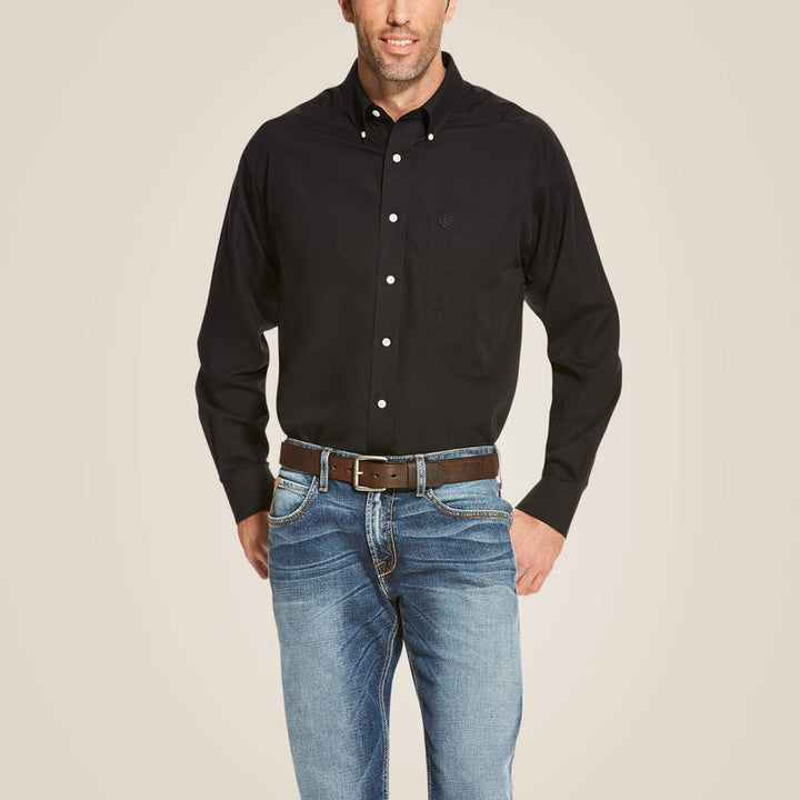 Wrinkle Free Solid Classic Fit Shirt - Black