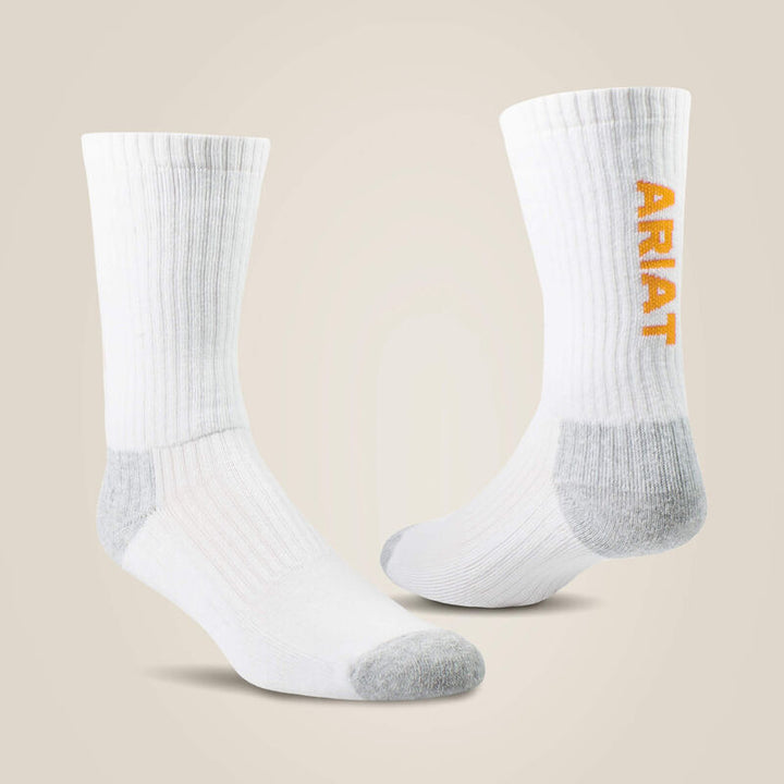 Premium Ringspun Cotton Crew Work Sock 3 Pair Pack - White