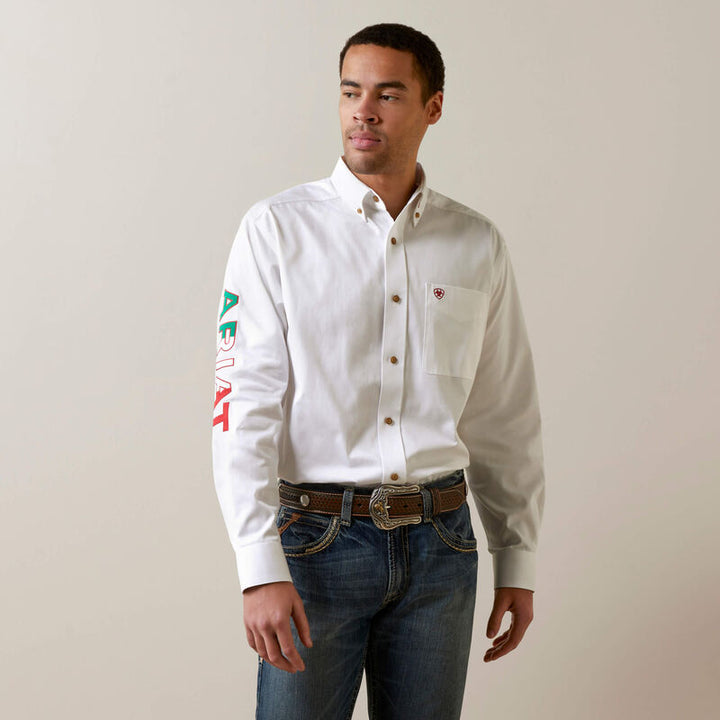 Team Logo Twill Classic Fit Shirt - White Mexico