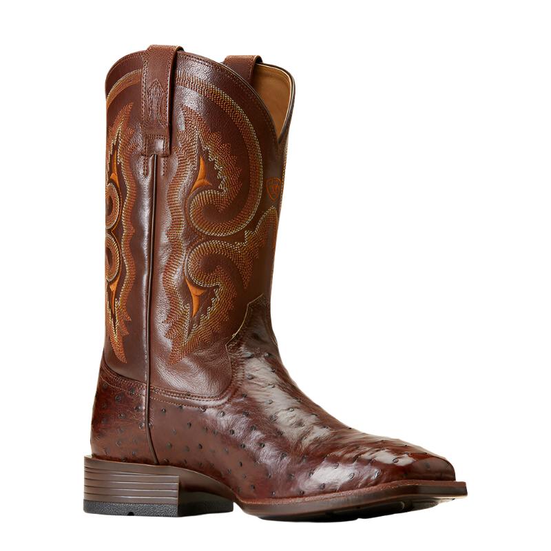 Barley Ultra Western Full Quill Ostrich Boot - Dark Tabac