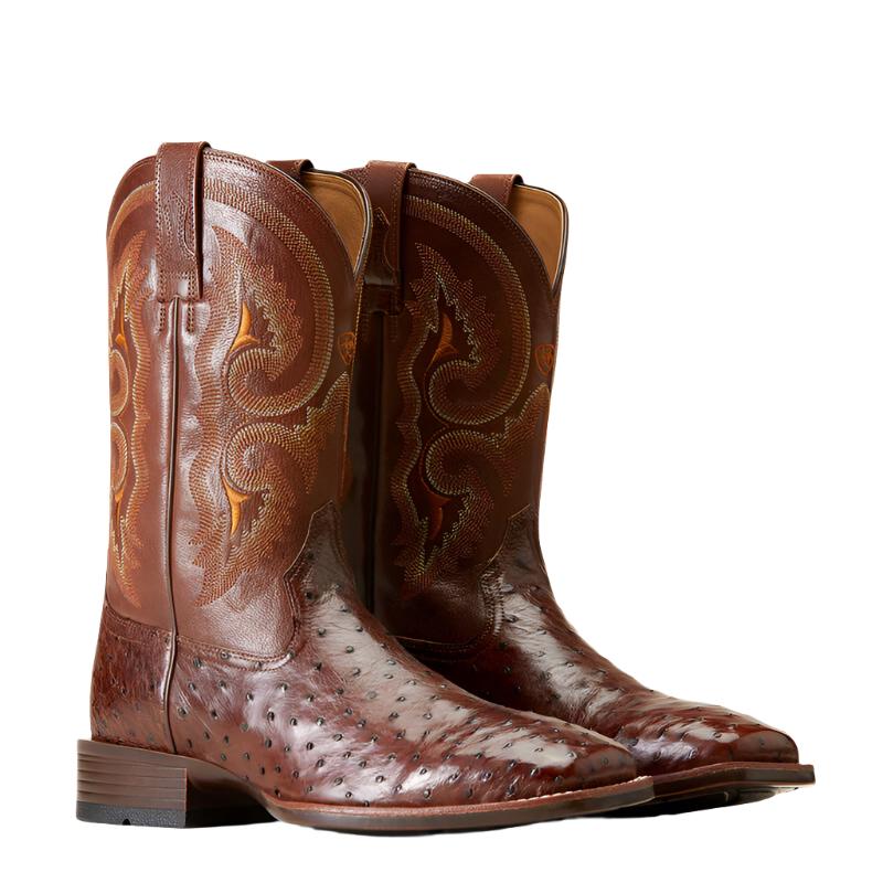 Barley Ultra Western Full Quill Ostrich Boot - Dark Tabac