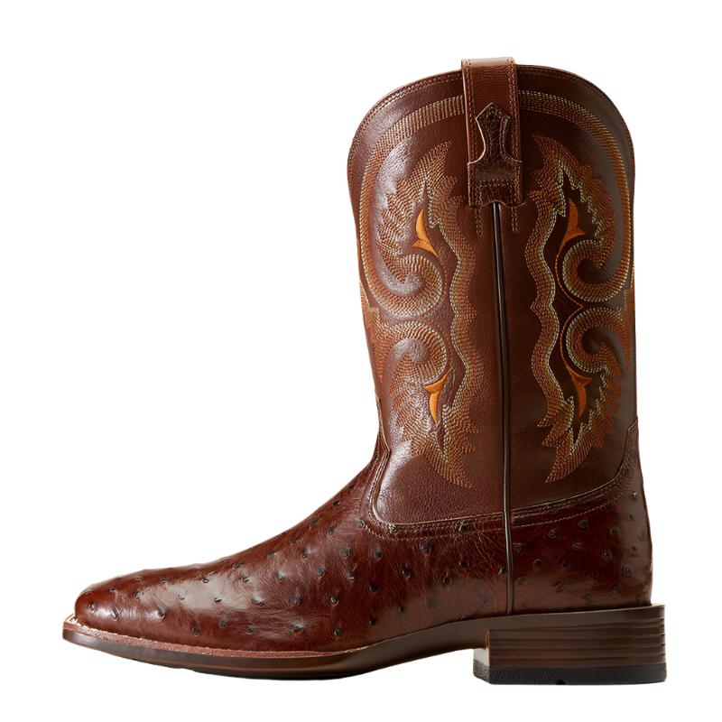 Barley Ultra Western Full Quill Ostrich Boot - Dark Tabac