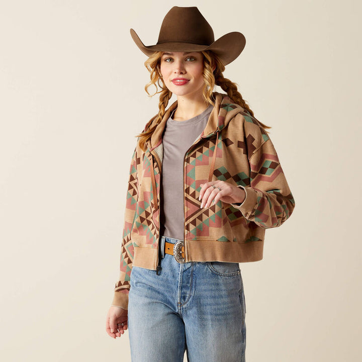 Sunset Spark Crop Hoodie - Spark Geo Print