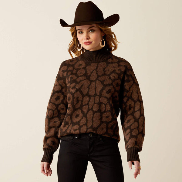 Moda Turtleneck Sweater - Mole Leopard