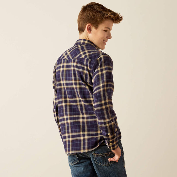 Boys Hayes Retro Snap LS Shirt - Dark Denim