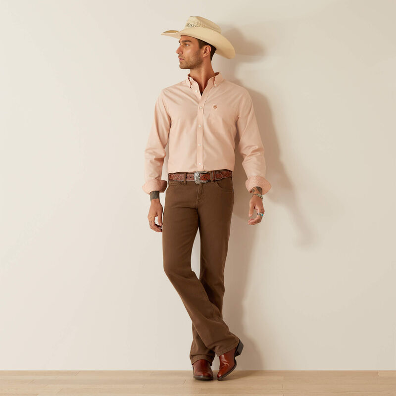 Wrinkle Free Soolid Fitted Shirt - Light Brown Wrinkle Free Soolid Fitted Shirt - Light Brown