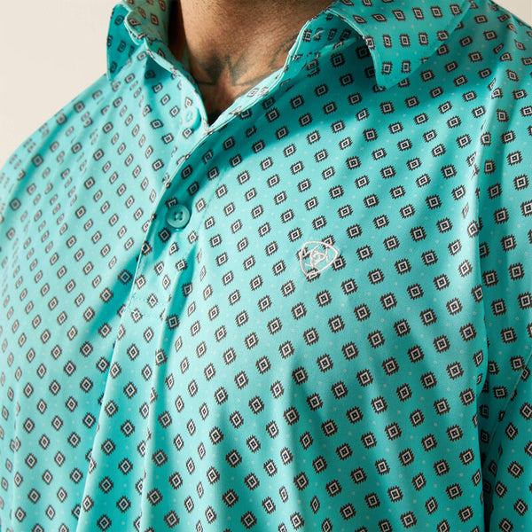 All Over Print Polo - Aruba Blue