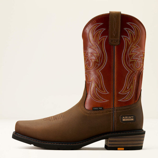 Ironside Square Toe Steel Toe Work Boot - Dark Earth / Brick