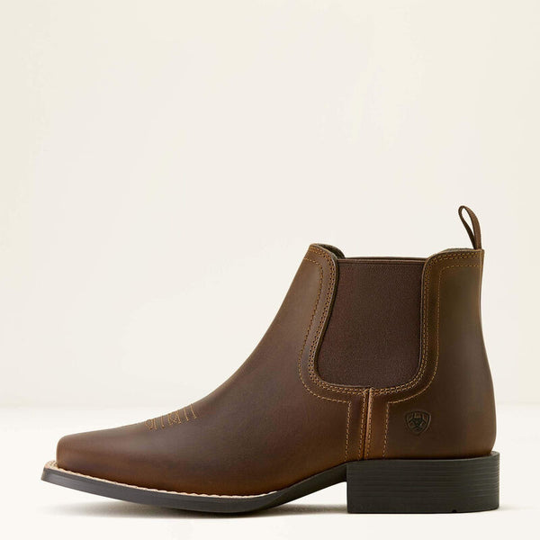 Kid's Booker Chelsea Wide Square Toe Western Boot - Distressed Brown