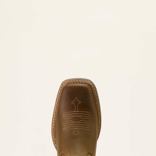 Kid's Tombstone Wide Square Toe Western Boot - Distressed Brown
