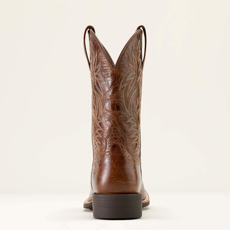 Sport Western Wide Square Toe Cowboy Boot - Dark Tan