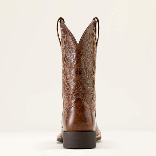 Sport Western Wide Square Toe Cowboy Boot - Dark Tan