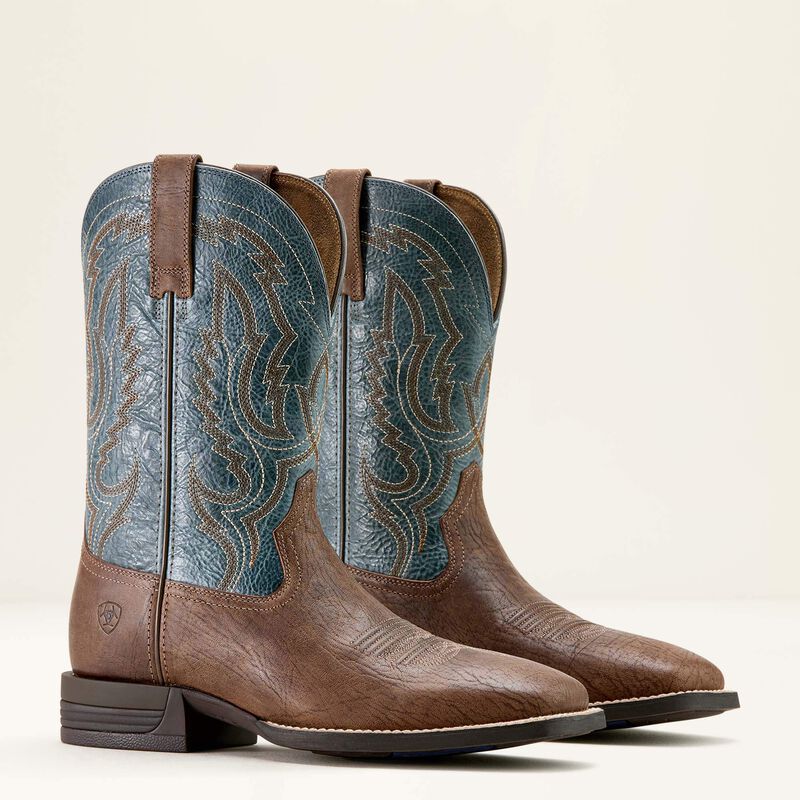 Steadfast Wide Square Toe Cowboy Boot - Dusk Brown & Baby Blue Eyes