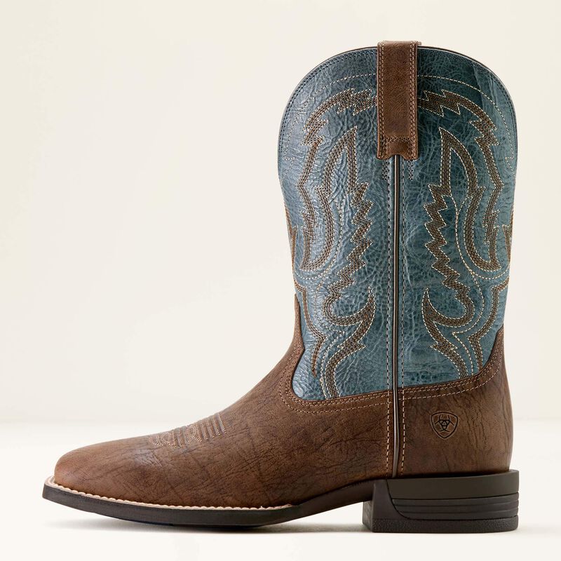 Steadfast Wide Square Toe Cowboy Boot - Dusk Brown & Baby Blue Eyes