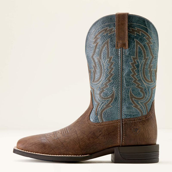 Steadfast Wide Square Toe Cowboy Boot - Dusk Brown & Baby Blue Eyes