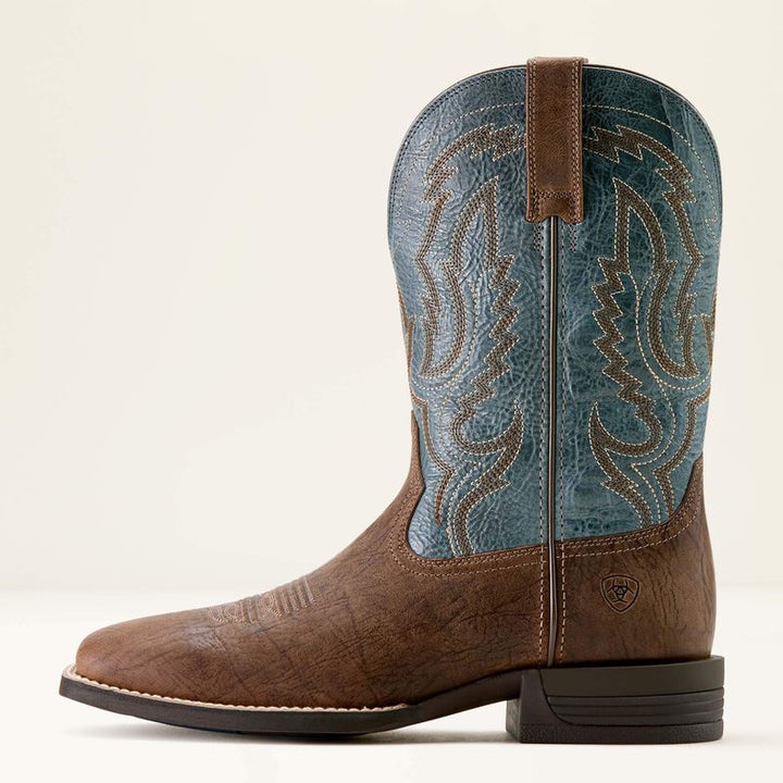 Steadfast Wide Square Toe Cowboy Boot - Dusk Brown & Baby Blue Eyes
