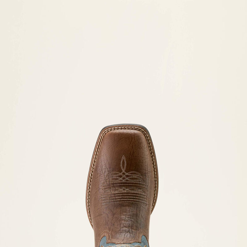 Steadfast Wide Square Toe Cowboy Boot - Dusk Brown & Baby Blue Eyes