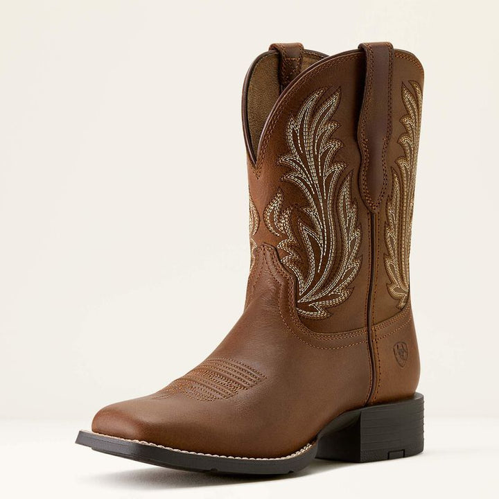 Round Up Filly Wide Square Toe Western Boot - Sorrel Crunch