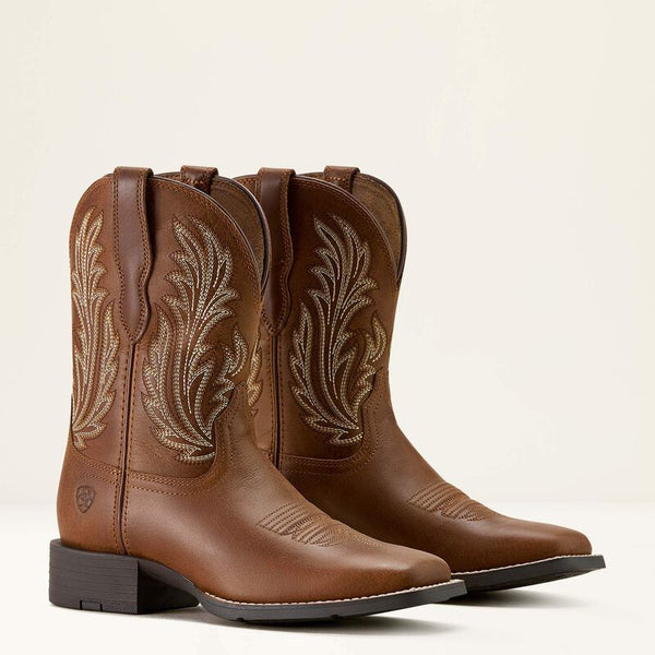 Round Up Filly Wide Square Toe Western Boot - Sorrel Crunch