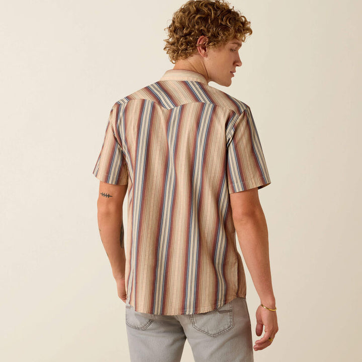 Retro Haver Fitted Snap Shirt - Copper Brown Stripe