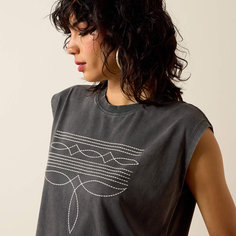 Dallas Cropped T-Shirt - Charcoal Mineral Washed