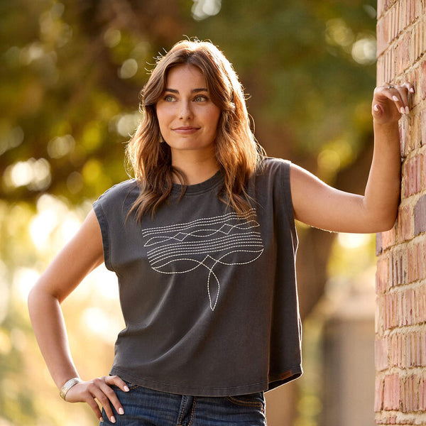 Dallas Cropped T-Shirt - Charcoal Mineral Washed