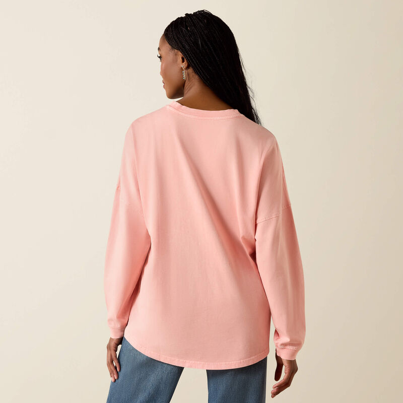 Canvas Oversized Long Sleeve T-Shirt - Peach Amber