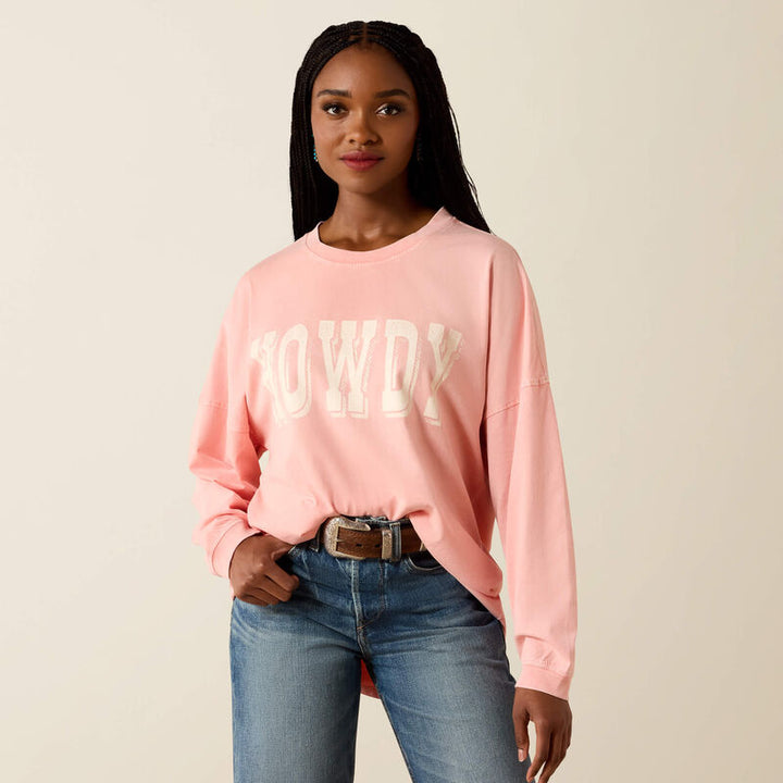 Canvas Oversized Long Sleeve T-Shirt - Peach Amber