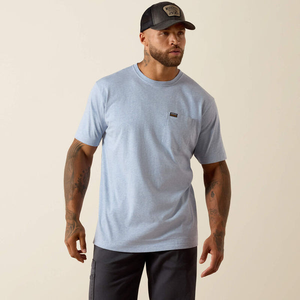 Rebar Cotton Strong Standard Pocket T-Shirt - Washed Rain Heather