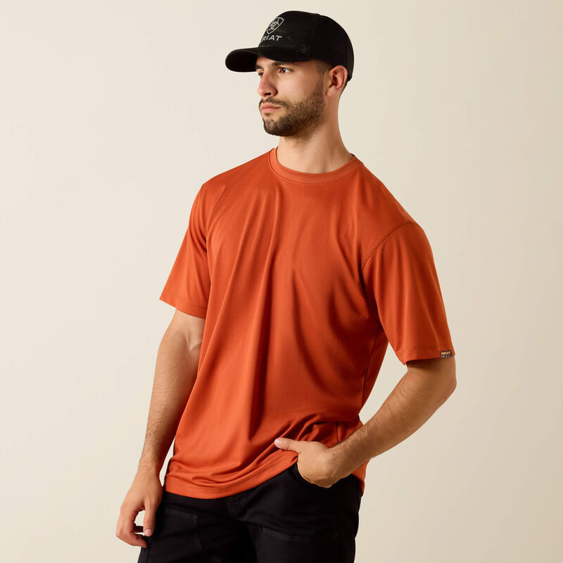 Rebar Heat Fighter Textured Logo T-Shirt - Burnt Brick