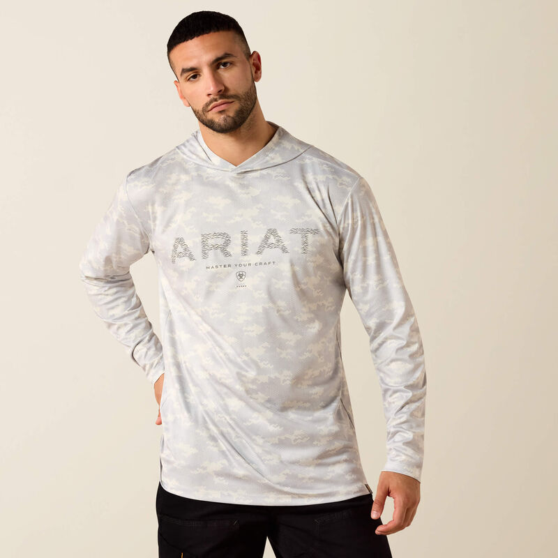 Rebar Sunblocker Printed Craft Hooded Long Sleeve T-Shirt - Micro Chip