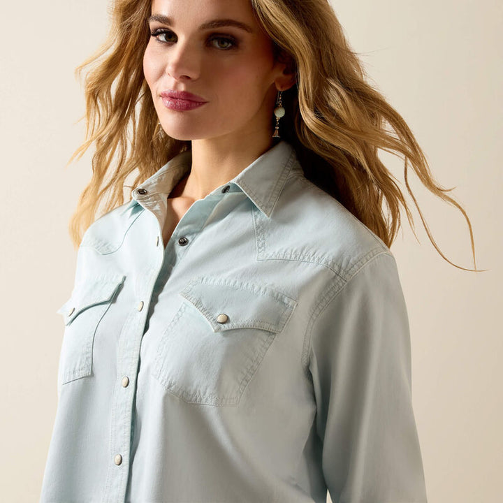 Asheville LS Snap Shirt - Light Wash Indigo