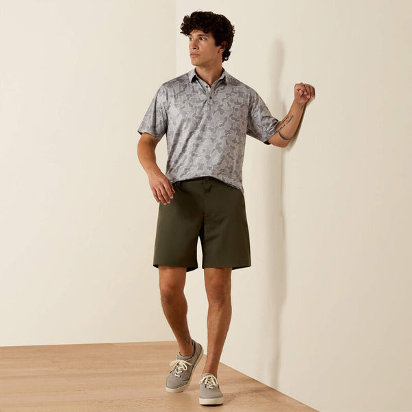 All Over Print Heathered Fitted Polo - Sky Rocket Camo Print