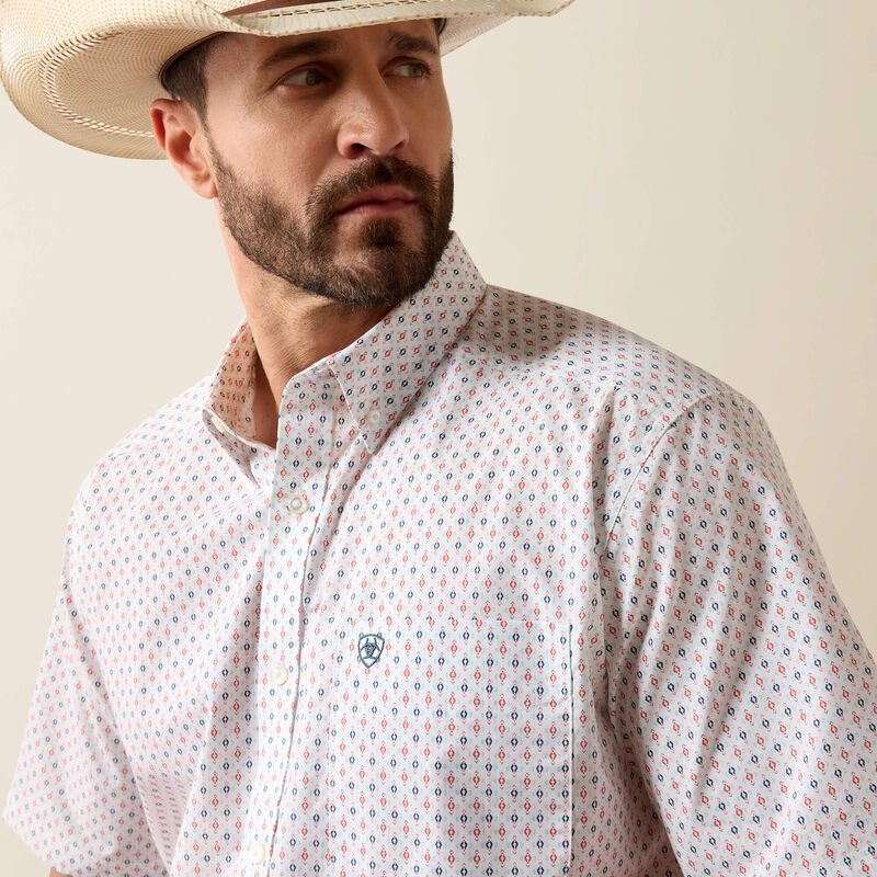 Noam Classic Fit Shirt - White Multi Geo Print