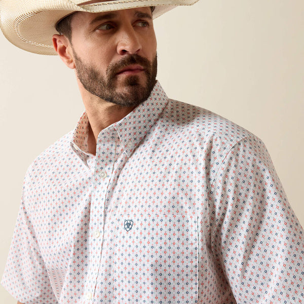 Noam Classic Fit Shirt - White Multi Geo Print