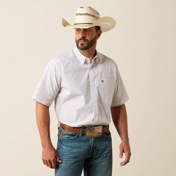 Noam Classic Fit Shirt - White Multi Geo Print