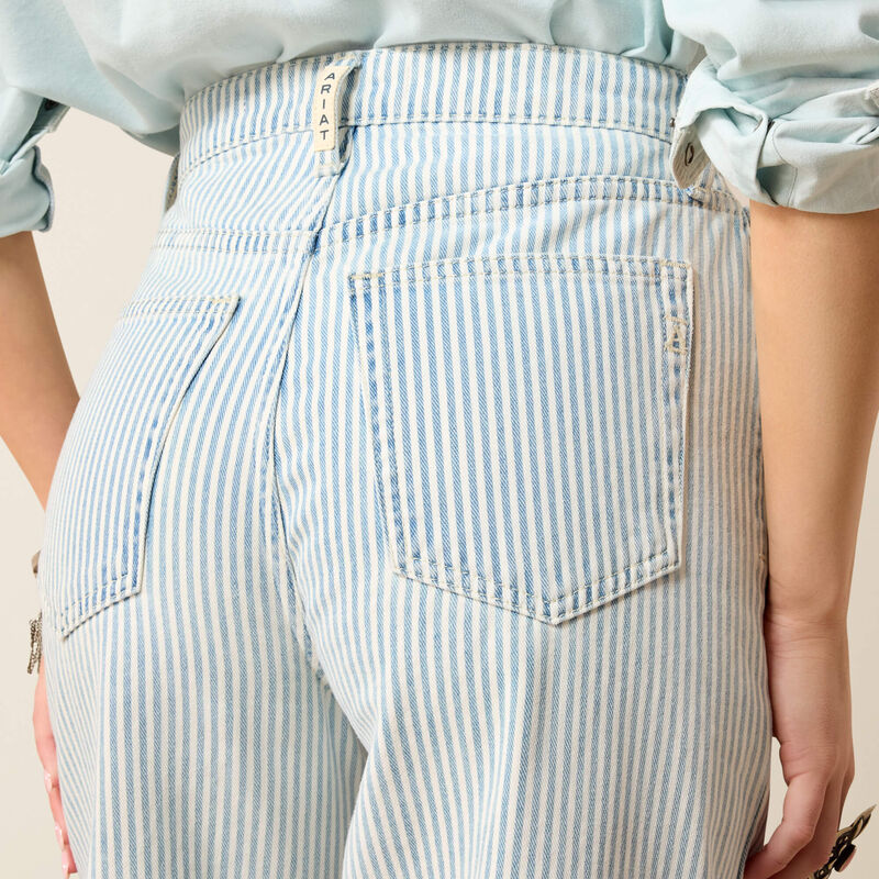 Ultra High Rise Jazmine Wide Leg Jeans - Blue White Denim Stripe