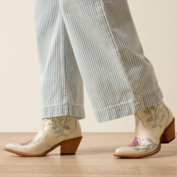 Ultra High Rise Jazmine Wide Leg Jeans - Blue White Denim Stripe