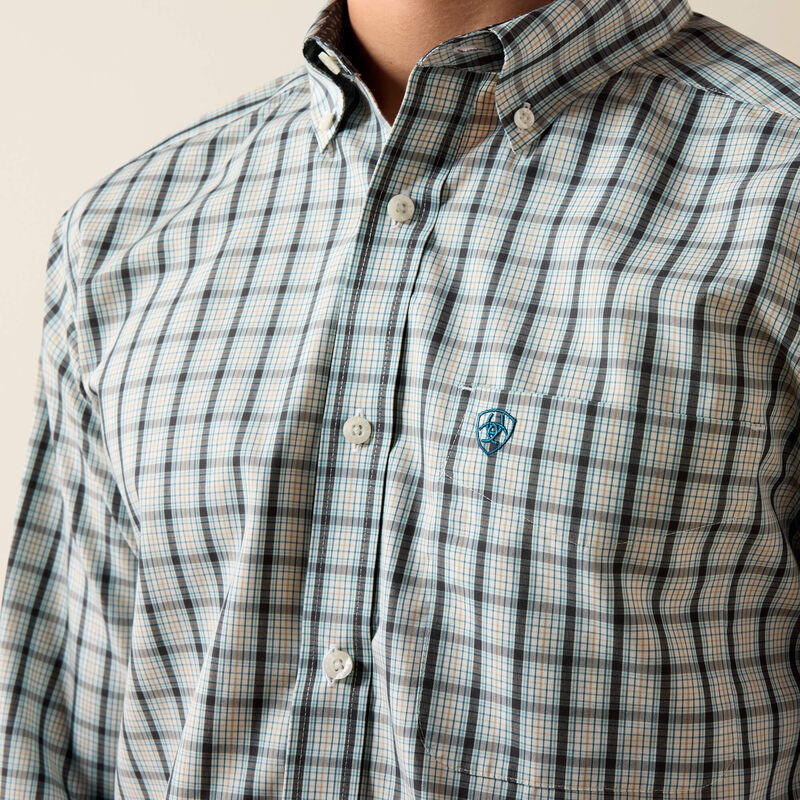 Wrinkle Free Bern Fitted Shirt - Off White Multi Small Plaid