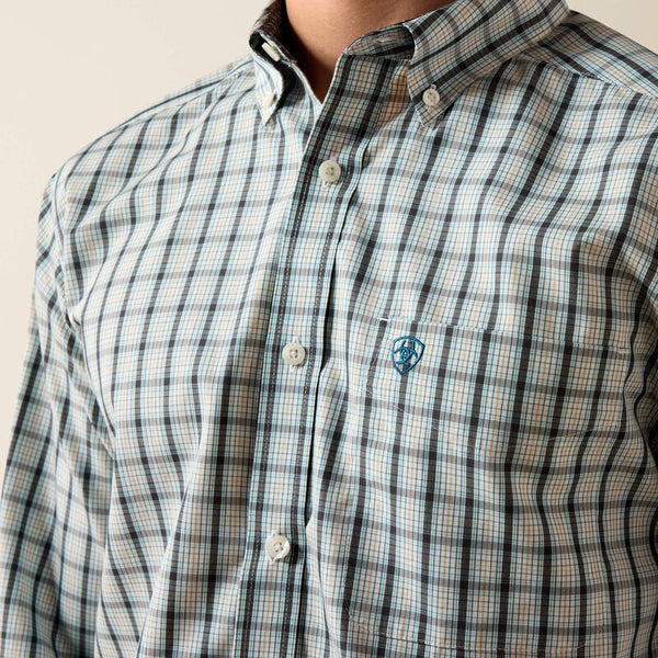 Wrinkle Free Bern Fitted Shirt - Off White Multi Small Plaid