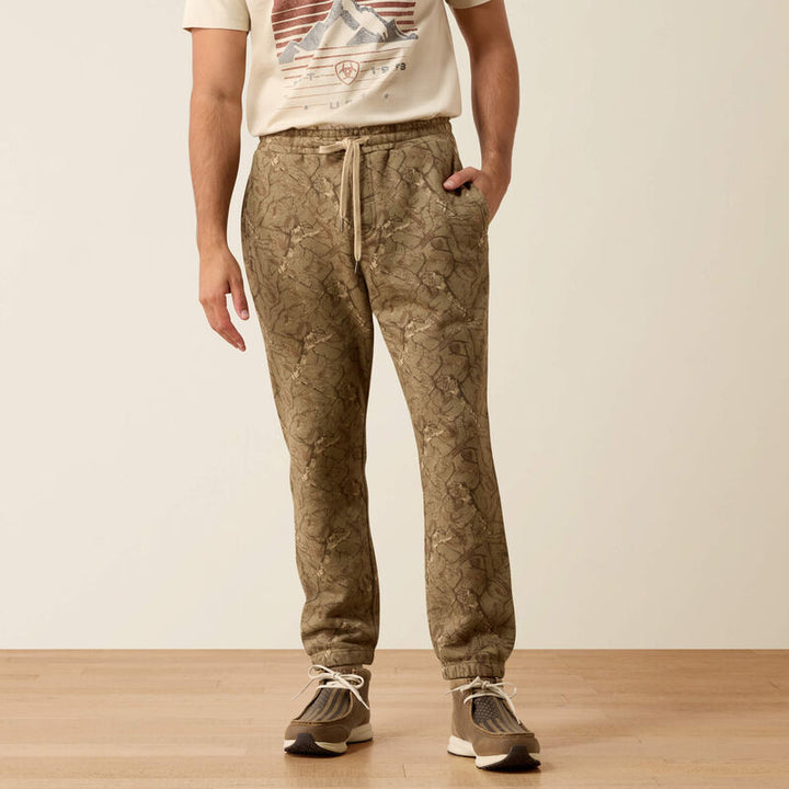 ToughStock Washed Heavyweight Fleece Joggers - Olive Forest Camo